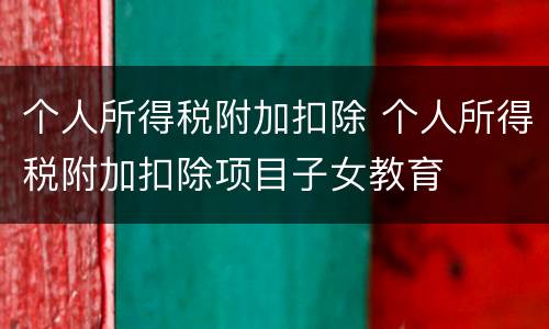 个人所得税附加扣除 个人所得税附加扣除项目子女教育