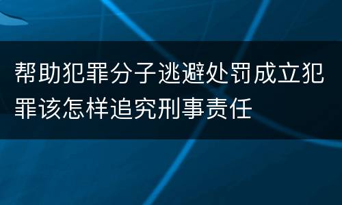 帮助犯罪分子逃避处罚成立犯罪该怎样追究刑事责任