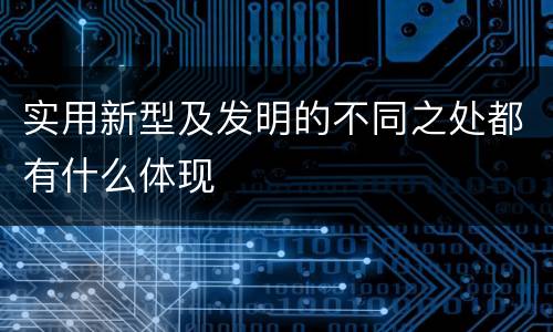 实用新型及发明的不同之处都有什么体现