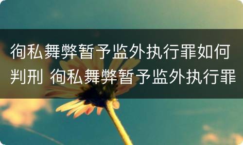 徇私舞弊暂予监外执行罪如何判刑 徇私舞弊暂予监外执行罪如何判刑