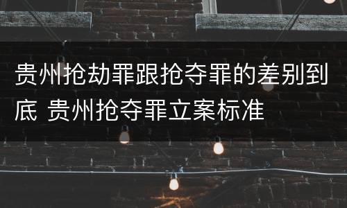 贵州抢劫罪跟抢夺罪的差别到底 贵州抢夺罪立案标准
