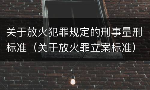 关于放火犯罪规定的刑事量刑标准（关于放火罪立案标准）