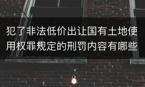 犯了非法低价出让国有土地使用权罪规定的刑罚内容有哪些