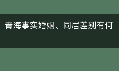 青海事实婚姻、同居差别有何