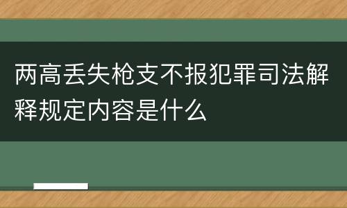 两高丢失枪支不报犯罪司法解释规定内容是什么