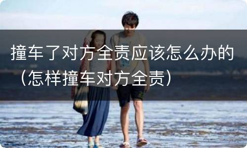 撞车了对方全责应该怎么办的（怎样撞车对方全责）