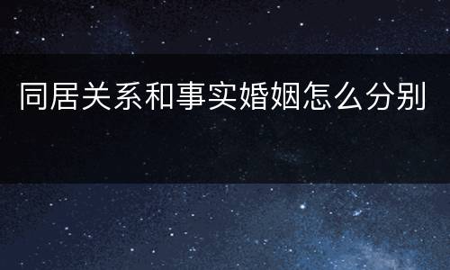 同居关系和事实婚姻怎么分别