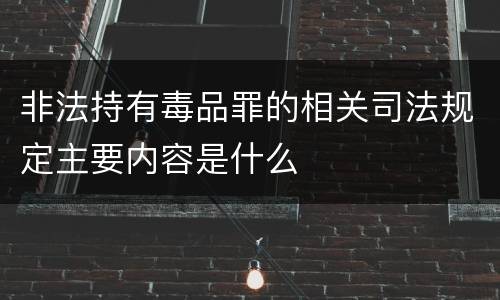 非法持有毒品罪的相关司法规定主要内容是什么