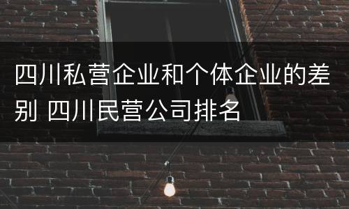 四川私营企业和个体企业的差别 四川民营公司排名