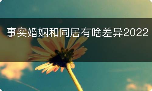 事实婚姻和同居有啥差异2022