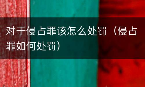 对于侵占罪该怎么处罚（侵占罪如何处罚）