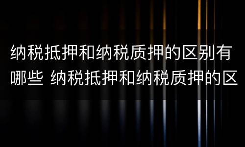 纳税抵押和纳税质押的区别有哪些 纳税抵押和纳税质押的区别有哪些呢