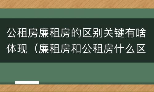 公租房廉租房的区别关键有啥体现（廉租房和公租房什么区别）