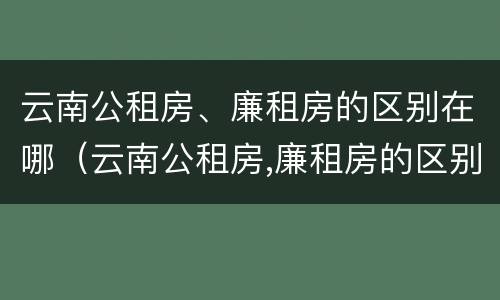 云南公租房、廉租房的区别在哪（云南公租房,廉租房的区别在哪里）
