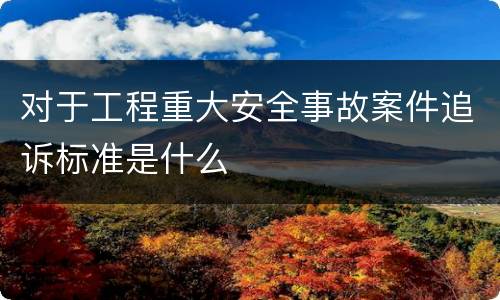 对于工程重大安全事故案件追诉标准是什么
