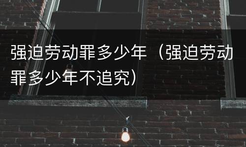 强迫劳动罪多少年（强迫劳动罪多少年不追究）