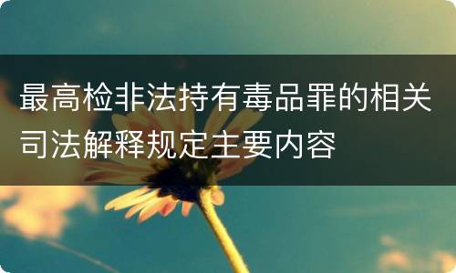 最高检非法持有毒品罪的相关司法解释规定主要内容
