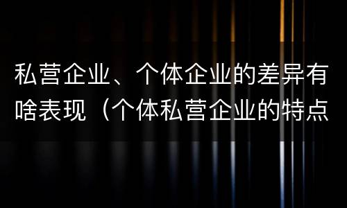 私营企业、个体企业的差异有啥表现（个体私营企业的特点）