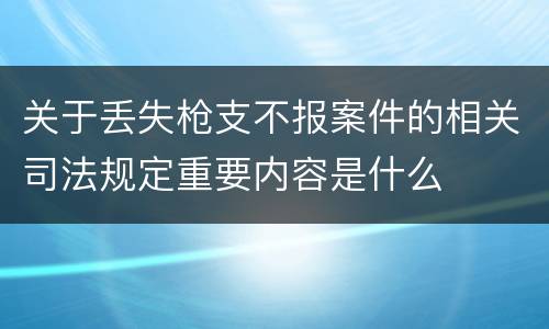 关于丢失枪支不报案件的相关司法规定重要内容是什么