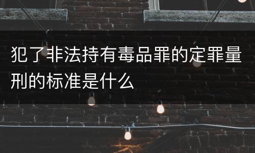 犯了非法持有毒品罪的定罪量刑的标准是什么