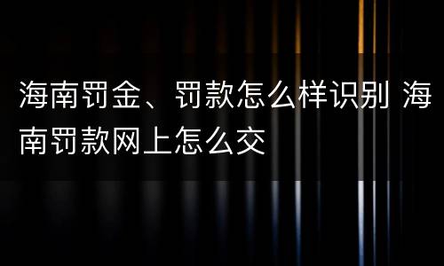 海南罚金、罚款怎么样识别 海南罚款网上怎么交