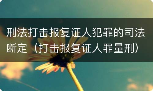 刑法打击报复证人犯罪的司法断定（打击报复证人罪量刑）