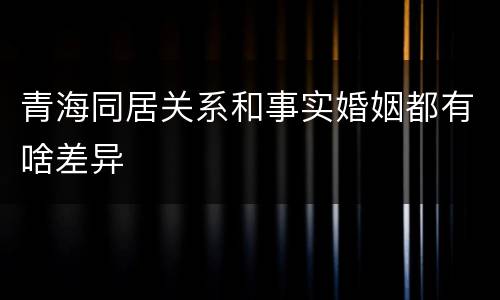 青海同居关系和事实婚姻都有啥差异