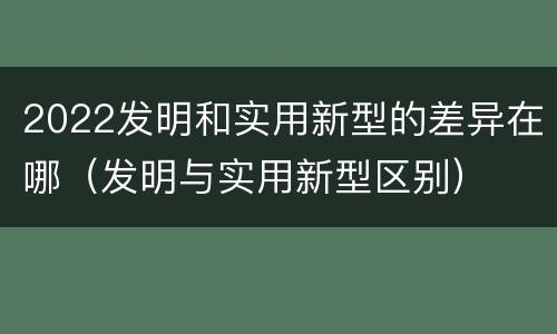 2022发明和实用新型的差异在哪（发明与实用新型区别）