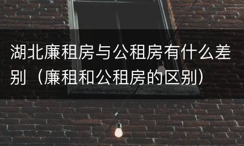 湖北廉租房与公租房有什么差别（廉租和公租房的区别）