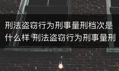 刑法盗窃行为刑事量刑档次是什么样 刑法盗窃行为刑事量刑档次是什么样子的