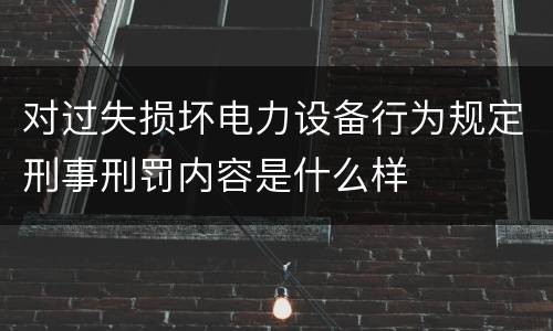 对过失损坏电力设备行为规定刑事刑罚内容是什么样