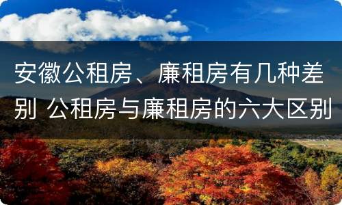 安徽公租房、廉租房有几种差别 公租房与廉租房的六大区别