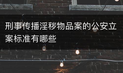 刑事传播淫秽物品案的公安立案标准有哪些