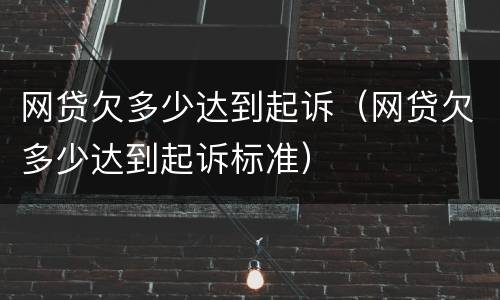 网贷欠多少达到起诉（网贷欠多少达到起诉标准）