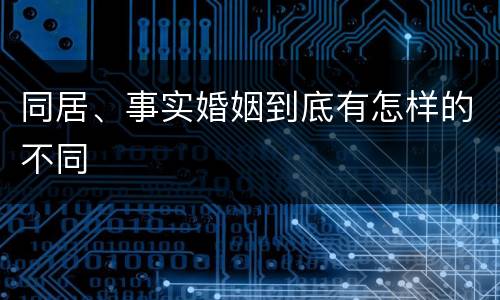 同居、事实婚姻到底有怎样的不同