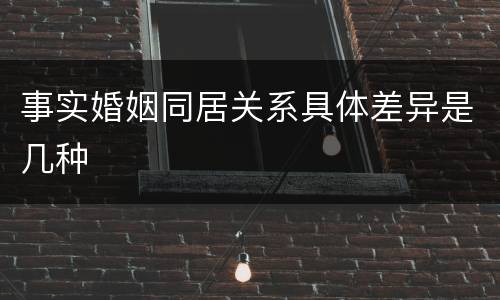 事实婚姻同居关系具体差异是几种