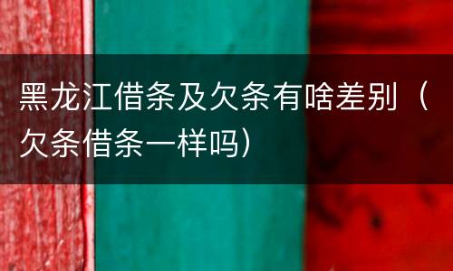 黑龙江借条及欠条有啥差别（欠条借条一样吗）