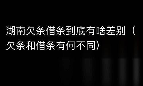 湖南欠条借条到底有啥差别（欠条和借条有何不同）