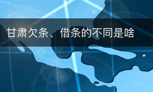 甘肃欠条、借条的不同是啥