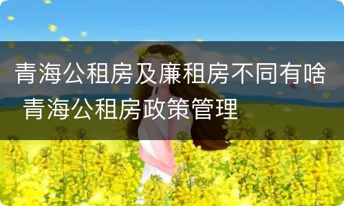 青海公租房及廉租房不同有啥 青海公租房政策管理