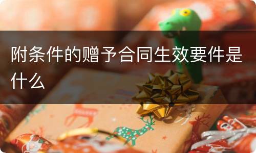 附条件的赠予合同生效要件是什么