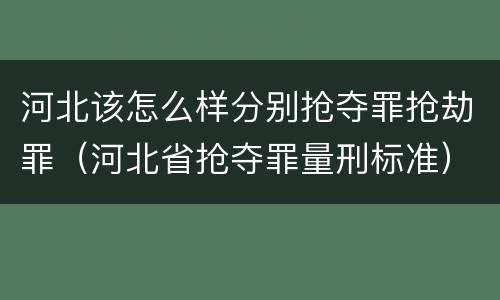 河北该怎么样分别抢夺罪抢劫罪（河北省抢夺罪量刑标准）