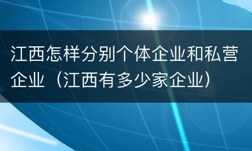 江西怎样分别个体企业和私营企业（江西有多少家企业）