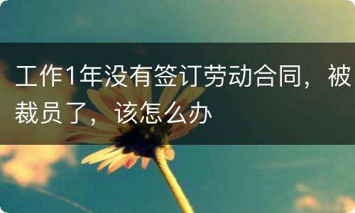 工作1年没有签订劳动合同，被裁员了，该怎么办