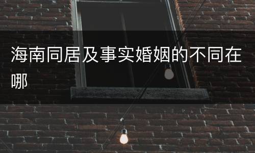 海南同居及事实婚姻的不同在哪