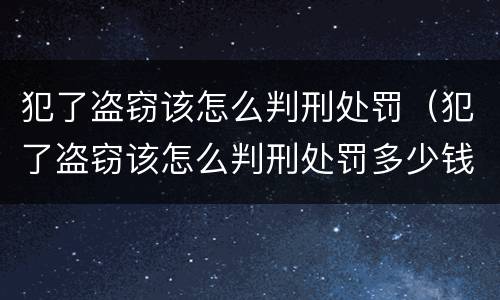 犯了盗窃该怎么判刑处罚（犯了盗窃该怎么判刑处罚多少钱）