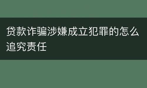 贷款诈骗涉嫌成立犯罪的怎么追究责任