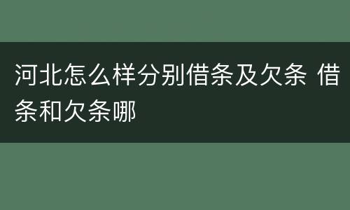 河北怎么样分别借条及欠条 借条和欠条哪