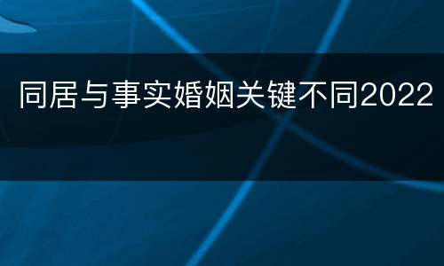 同居与事实婚姻关键不同2022
