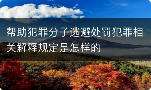 帮助犯罪分子逃避处罚犯罪相关解释规定是怎样的